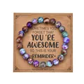 8mm purple marble stone bead bracelet with inspirational card and silver spacers - With Card / Imperial Moonlight Style
