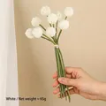 Bundle of white artificial billy balls flowers with fuzzy texture for home decor - 9 Heads/Bundle / White