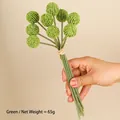 Artificial green craspedia flower bundle with hemp rope ties, weight about 65g - 9 Heads/Bundle / Green
