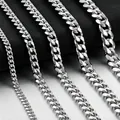 Macro detail of silver Cuban link chains in five different widths with metallic luster - 3.5mm Width - 18+5cm Bracelet / Silver