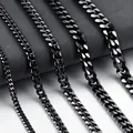 Comparison of black stainless steel Cuban link chains in five different widths and sizes - 3.5mm Width - 18+5cm Bracelet / Black