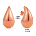 Polished 18K rose gold plated stainless steel teardrop earrings in 31mm size - CCB Material / Medium (30mm) / Rose Gold