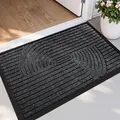 Durable gray entrance door mat with spiral geometric texture and anti-slip rubber backing - Nebula T-008 - Dark Gray (tpe Bottom)