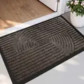 Brown and gray geometric entry mat with heavy-duty black rubber border for home - Nebula T-008 - Brown (tpe Bottom)