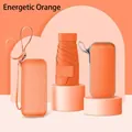 Vibrant Orange ultra-light 5-fold mini umbrella with matching protective hard capsule case - Umbrella Only / Vibrant Orange