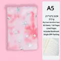 Pink gradient plush A5 notebook with silver foil stars and premium lined inner pages - A5 Lined Pages / Big Star Light Red (Tie-dye)