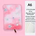 Pink gradient plush A6 notebook with silver stars and cream lined paper and bookmark - A6 Lined Pages / Big Star Light Red (Tie-dye)