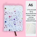 White fuzzy plush A6 notebook with holographic stars and cream lined paper - A6 Lined Pages / Rainbow Stars