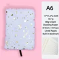 A6 white plush notebook with gold foil moon and stars featuring a ribbon bookmark - A6 Lined Pages / Starry Sky White