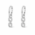 Detailed close-up of 925 sterling silver geometric drop earrings with sparkling pavé crystals - 925 Silver / Silver