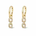 925 silver gold-plated double oval link drop earrings with sparkling cubic zirconia - 925 Silver / Gold