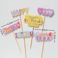 Cartoon cake topper set with colorful heart, ice cream and balloon decorative signs - Happy Series Topper Set