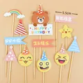 Cartoon bear cake topper set with rainbow and happy birthday stars in vibrant colors - Bear Happy Birthday Topper Set