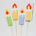 Set of four colorful cartoon candle cake toppers for birthday party decorations - Cartoon Candle Topper Set