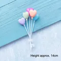 Colorful macaron heart balloon cake topper with white bow accent, height 14cm - Five Color Heart Balloon Topper