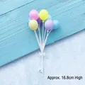 Colorful macaron balloon cake topper with white bow detail, 16.8cm height for decoration - Multicolor Round Balloon Cluster Topper
