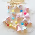 Boxed set of mini paper party cone hats with cartoon animals and colorful pom poms - Light Mixed Party Hat Set