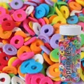 Colorful mixed clay sprinkles in a bottle for DIY cake decoration and crafts - Colorful Ring Sprinkles