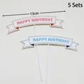 Set of 5 colorful Happy Birthday banner cake toppers with 13cm width for parties - Simple Birthday Banner Topper Set