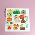 Cute cartoon bear and tulip sticker set in orange and green for cake decorating - Backpack Bear Hand-drawn Sticker