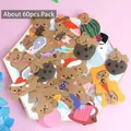 60 pieces pack of cute brown cartoon bear cake toppers for birthday dessert decoration - Cartoon Bear Decorative Sticker Mega Pack