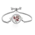 Silver stainless steel aromatherapy bracelet with red rose diffuser locket and adjustable chain - Rose / Screw Twist Opening
