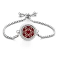 Silver stainless steel heart locket bracelet with red aroma diffuser pad and slider - Heart Hollow / Screw Twist Opening