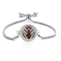 Silver stainless steel aromatherapy bracelet with angel wing locket and brown felt pad - Angel Wing / Screw Twist Opening