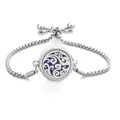 Silver stainless steel aroma diffuser bracelet with blue pad and adjustable box chain - Screw Twist Opening