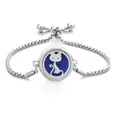 Silver stainless steel aromatherapy bracelet with cat motif and blue felt pad - Screw Twist Opening