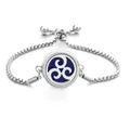 Silver stainless steel aromatherapy diffuser bracelet with blue felt pad and bolo clasp - Screw Twist Opening