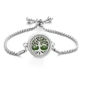 Tree of Life stainless steel aromatherapy diffuser bracelet with green felt pad - Screw Twist Opening