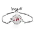Silver stainless steel perfume diffuser bracelet with red love heart and cupid design - Cupid's Arrow / Screw Twist Opening