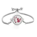 Silver stainless steel diffuser bracelet with red cat and LOVE engraving charm - Screw Twist Opening