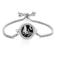 Silver stainless steel cat and moon locket diffuser bracelet with adjustable ball chain - Screw Twist Opening
