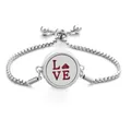 Silver stainless steel LOVE charm diffuser bracelet with adjustable slider chain and red heart - Screw Twist Opening