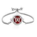 Silver stainless steel aromatherapy bracelet with red felt and butterfly charm - Screw Twist Opening