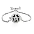 Adjustable stainless steel aromatherapy bracelet with silver starfish cutout charm - Screw Twist Opening
