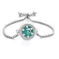 Adjustable stainless steel aromatherapy bracelet with dolphin pattern and green felt pad - Dolphin Hollow with Teal Inlay / Screw Twist Opening