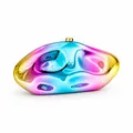 Irregular mirrored acrylic evening clutch with colorful gradient and gold clasp - Colorful