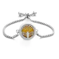Adjustable stainless steel aromatherapy bracelet with bee and honeycomb hollow pendant - Bee Honeycomb Hollow / Screw Twist Opening
