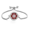 Silver stainless steel aromatherapy bracelet with red felt and snowflake design - Screw Twist Opening