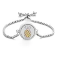 Adjustable stainless steel perfume diffuser bracelet with yellow pineapple pattern charm - Pineapple Pattern / Screw Twist Opening