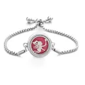 Silver stainless steel aromatherapy bracelet with red pad and angel locket design - Screw Twist Opening