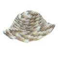 Handwoven raffia bucket hat featuring stylish beige and khaki stripes with a wavy brim - M (56-58cm) / Dopamine Rainbow - Khaki