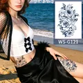 Semi-permanent flower and butterfly juice tattoo sticker WS-G121 in deep blue ink - 150*210MM