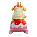 Extra large 125x193cm birthday cake foil balloon with candles for party decor - Giant Standing Pink Cake
