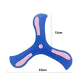 Blue and pink foam EVA 3-blade boomerang for kids outdoor sports, size 23cm by 13cm - Blue