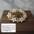 Elegant gold alloy hair clip with pink flowers and sparkling rhinestones for ponytail - 6cm - Gold Base Pink Hollow Flower Hair Clip