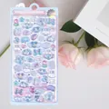 3D embossed cartoon stickers set with stars and rabbits in macaron pastel colors - 20cm x 9.5cm / Blue Rabbit
